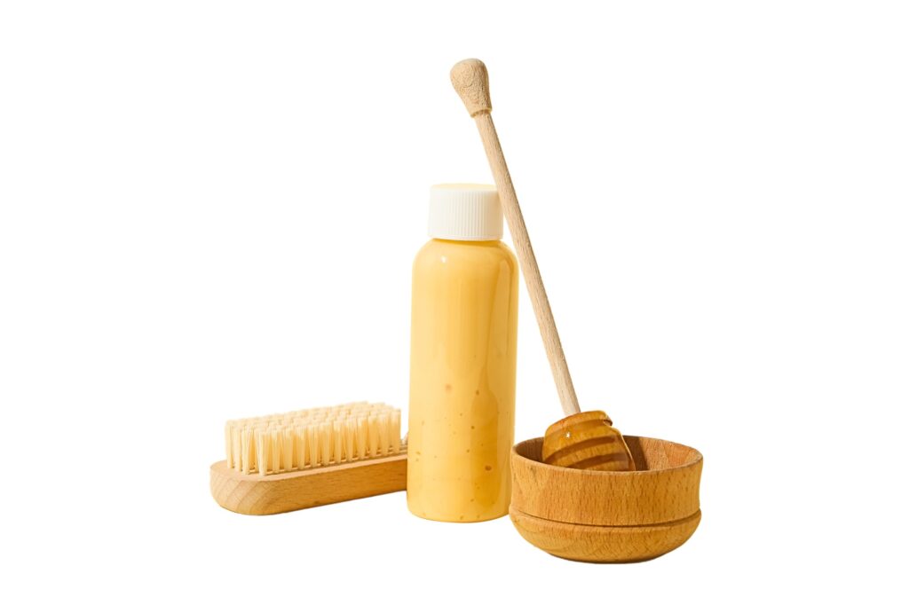 Natural beauty products on white, isolated on white background